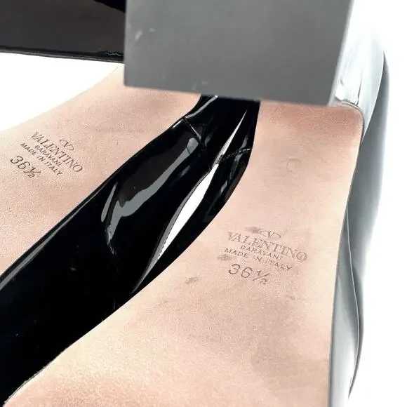NIB Valentino Garavani EU 36.5 US 6.5 Tan-Go Platform Pumps Black Patent Leather - Picture 12 of 15